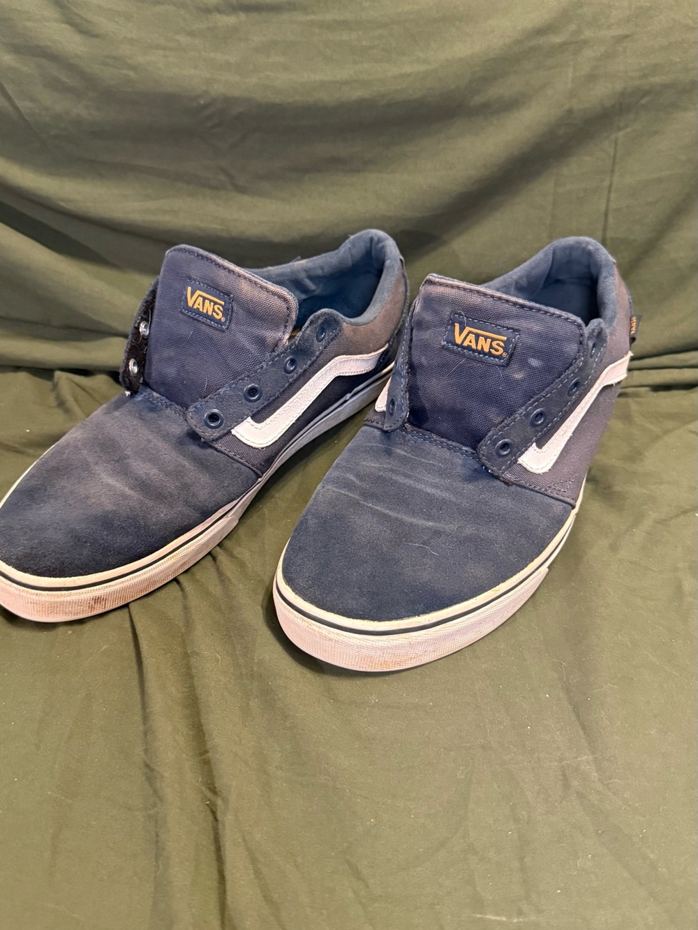 Vans Navy and White Low-Top Skate Sneakers